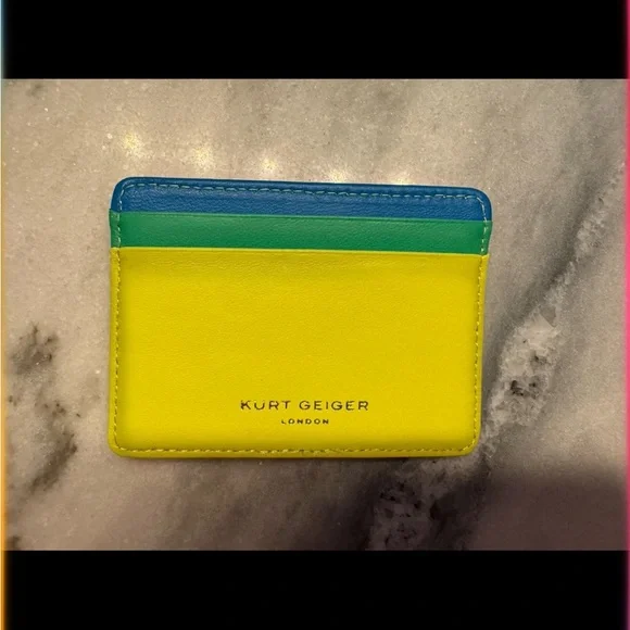 Kurt Geiger Yellow and Red Quilted Card Holder - Picture 2 of 3